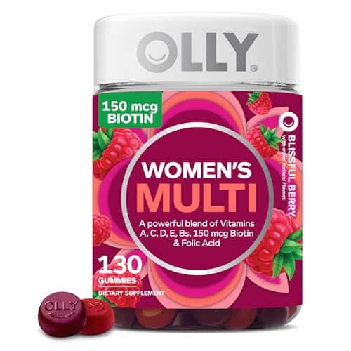 Olly Women'S Multivitamin Gummy, Overall Health And Immune Support, Vitamins A, D, C, E, Biotin, Folic Acid, Adult Chewable Vitamin, Berry, Day Supply   Count