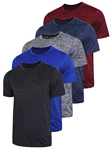 Pack Mens Active Quick Dry Crew Neck T Shirts  Athletic Running Gym Workout Short Sleeve Tee Tops Bulk (Set , Xx Large)