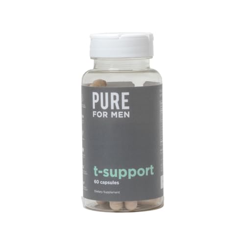 Pure For Men T Support Supplement  Vegetarian Total Support For Men With Maca, Vitamin D, & Ashwagandha, Muscle Health  Endurance, Strength, Focus, & Energy Support  Capsules