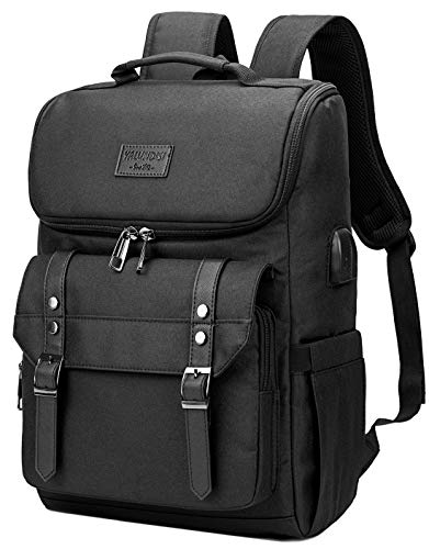 Yalundisi Vintage Backpack Travel Laptop Backpack With Usb Charging Port For Women & Men College Backpack Fits Inch Laptop Black