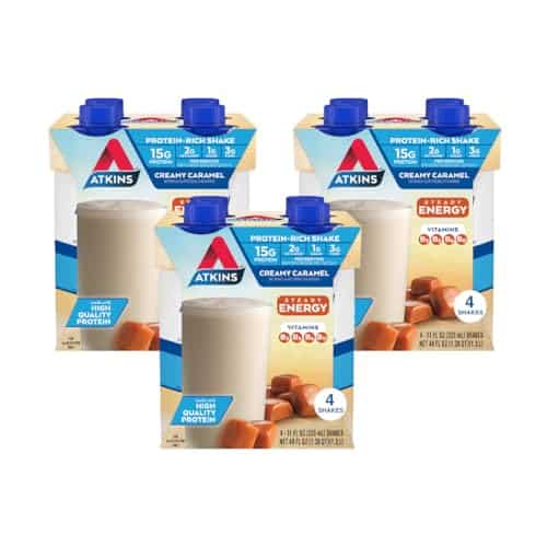 Atkins Energy Shake Creamy Caramel, With B Vitamins And Protein. Keto Friendly And Gluten Free Count(Pack Of )