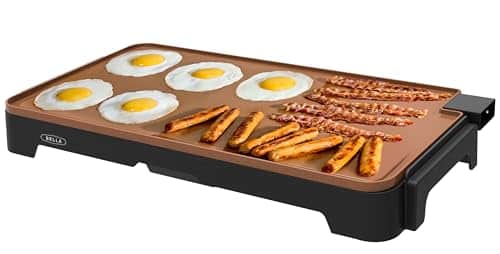 Bella Xl Electric Ceramic Titanium Griddle, Make Eggs At Once, Healthy Eco Non Stick Coating, Hassle Free Clean Up, Large Submersible Cooking Surface, X , Copperblack