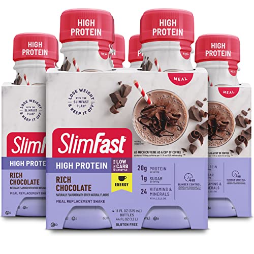 Slimfast Advanced Energy High Protein Meal Replacement Shake, Rich Chocolate, G Of Ready To Drink Protein With Caffeine, Fl. Oz Bottle, Count (Pack Of ) (Packaging May Vary)